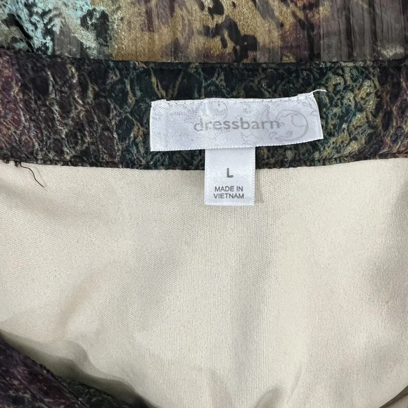 Dressbarn Multicolor Bubble Hem Paisley Earth Tones Blouse Neck Tie Size Large - Picture 8 of 8